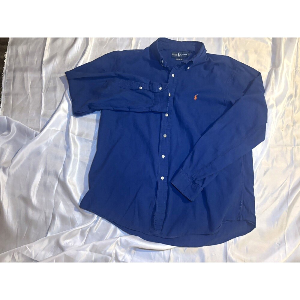 Polo Ralph Lauren Men's XL Long Sleeve Button Down Shirt Blue Orange Pony Custom